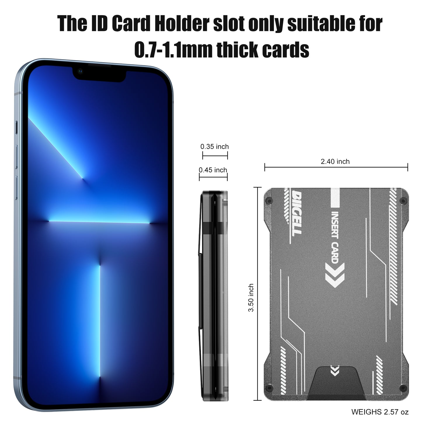Wallet For Men - Slim Aluminum Metal Mens Wallets with 1 Clear window ID Badge Holder, RFID Blocking, Holds up 15 Cards with Cash Strap. Ultra-Thin Credit Card Holder Minimalist Wallet